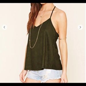 Faux Suede crochet cami